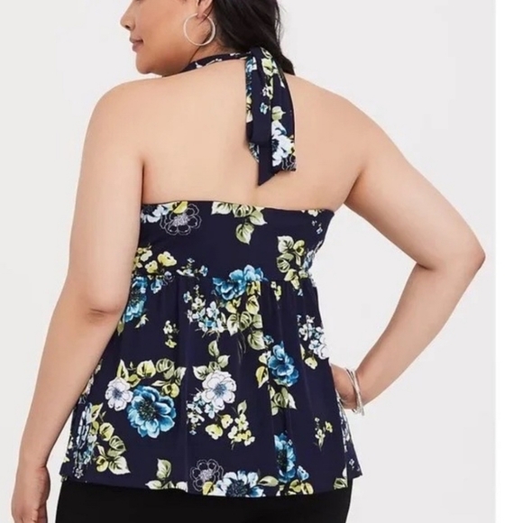 Torrid Navy Floral Halter Top - Picture 2 of 5